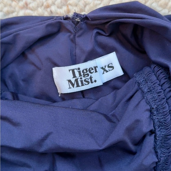 Tiger Mist Navy Purple Ruched Mini Dress with Bow Ties and Ribbons size XS - Picture 6 of 6